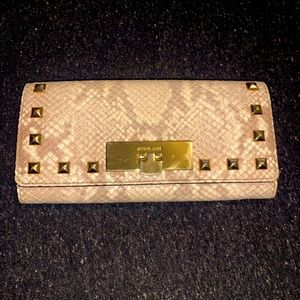 PREVIEW LISTING ONLY! Michael Kors Python🐍 Leather Gold Studded Long Zip Wallet